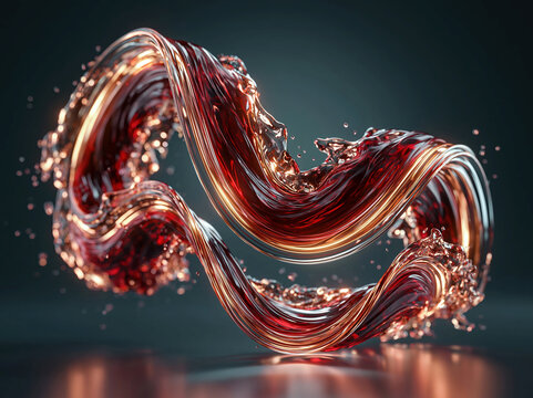 A swirling, fiery-hued liquid red, orange in dynamic wave shapes under dark, elegant lighting against a black background The perspective invites focus on the central movement and col - AI-Generated