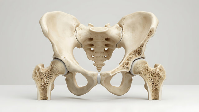 Anatomical 3D model of human pelvis and hip joints