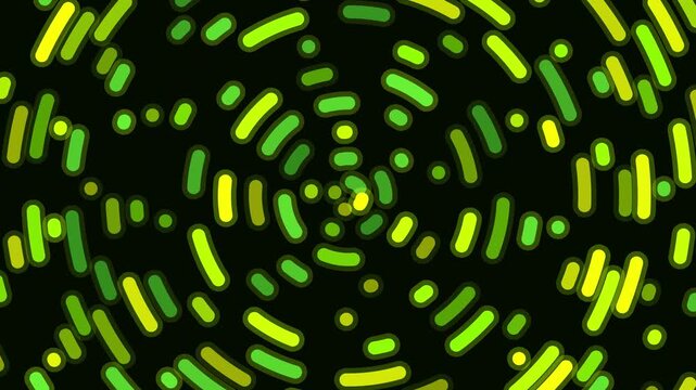 Dynamic abstract green glowing vortex circular digital motion graphic background footage