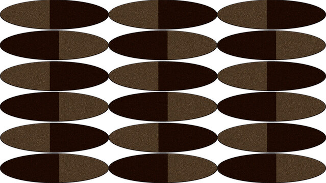 Repeating pattern of dark brown ellipses arranged in rows and columns on a white background