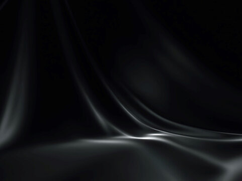 Dark fabric draped in a wave-like pattern on a charcoal background Minimal design with subtle lighting gradients and contrast Moody, subdued lighting Realistic style with attention t - AI-Generated