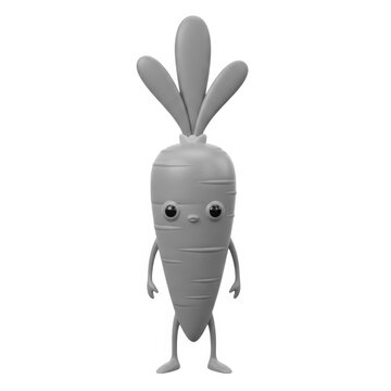 Cute cartoon carrot character with arms and legs isolated on white background
