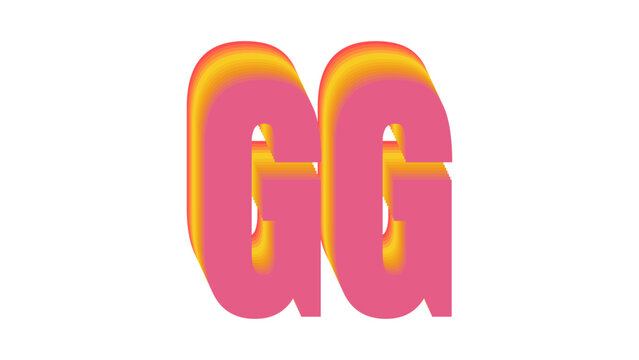Bold gaming culture acronym gg with a warm gradient effect for competitive esports and online gaming