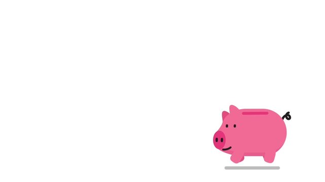 piggy bank on white background animation good for education