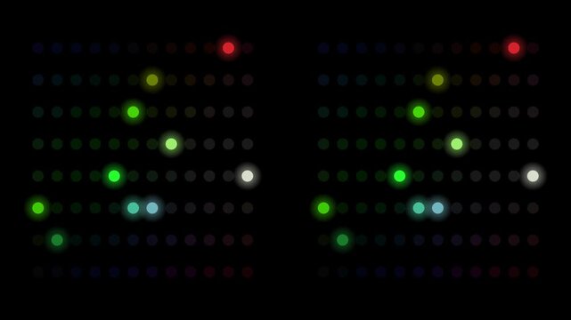 Vibrant colorful LED matrix grid pattern on dark background