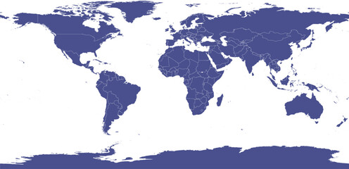 Obraz premium Detailed global political blue color world vector map