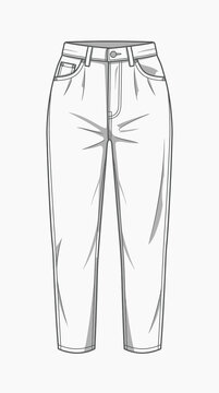 Fashion Illustration of Pleated Denim Jeans