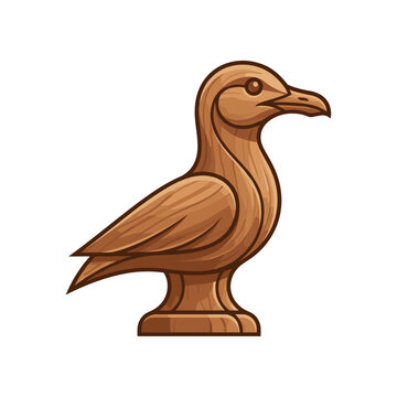 Wooden seagull navigation figurehead sculpture isolated on white background