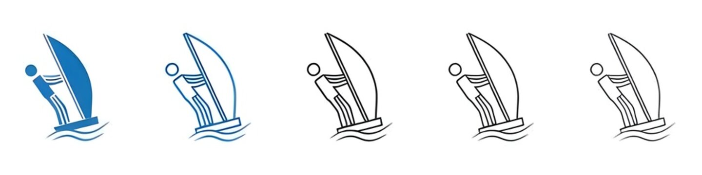 Windsurf icon Isolated flat vector in outline. Thin line customizable illustration. Contour symbol. Vector isolated outline drawing. Editable stroke