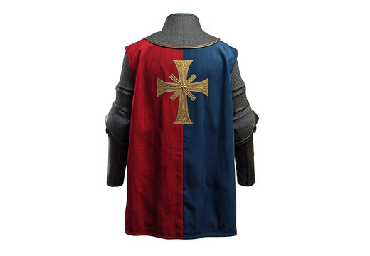 Medieval knight surcoat armor with crusader cross emblem