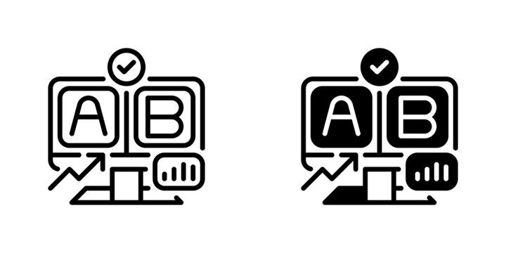 AB Testing Line Icon, Outline Symbol for experiment, optimization, conversion, comparison, and analytics. Vector Sign Icon.