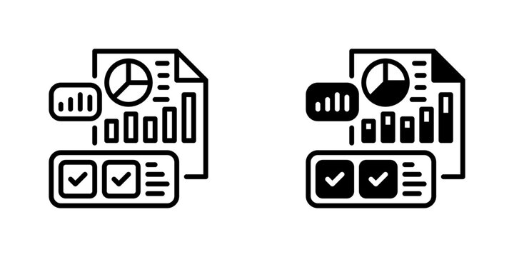 Analytical Report Line Icon, Outline Symbol for data analysis, reporting, business intelligence, metrics, and insights. Vector Sign Icon.