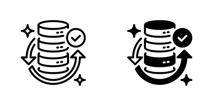 Data Backup and Restore Line Icon, Outline Symbol for recovery, storage, protection, security, and management. Vector Sign Icon.