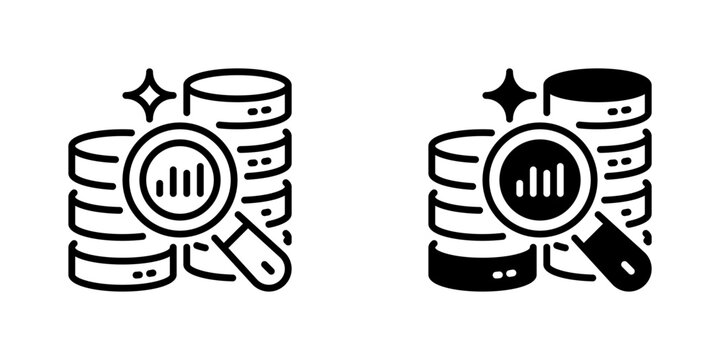 Data Mining Line Icon, Outline Symbol for extraction, discovery, patterns, analysis, and knowledge. Vector Sign Icon.