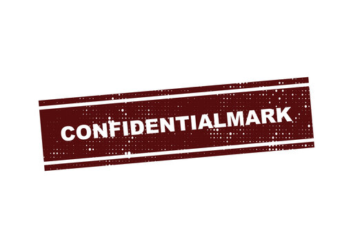 Confidential stamp label with distressed red-brown texture illustration