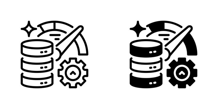 Data Processing Speed Line Icon, Outline Symbol for performance, acceleration, efficiency, computation, and technology. Vector Sign Icon.