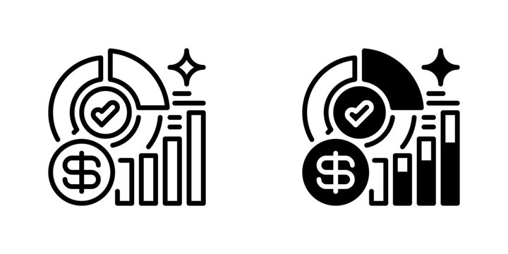 Financial Analytics Line Icon, Outline Symbol for investment, trading, market analysis, forecasting, and reporting. Vector Sign Icon.