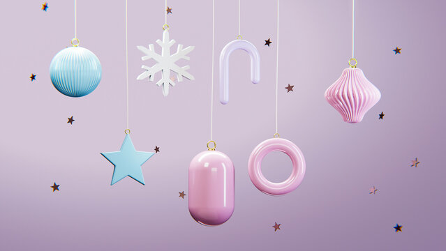 Playful Christmas ornaments with ribbed baubles and a pastel star