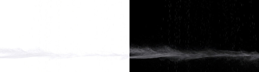 Falling Rain streaks over a low ground fog layer with a soft misty drift great for weather related overlays with PNG, Transparent and Black Background Versions © Nyxthrasza
