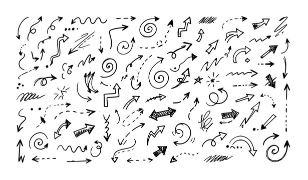 Hand Drawn Doodle Arrows Scattered Vector Collection