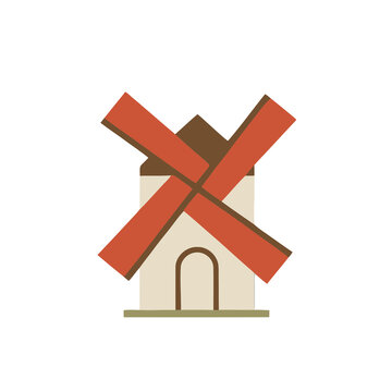 Stylized windmill illustration isolated on transparent background