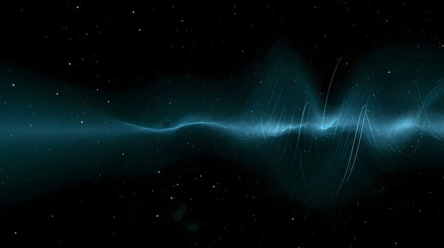 A luminous blue wave of energy flows across a star filled cosmic void  suggesting a mysterious celestial phenomenon