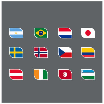 Country Flags Icon Set &ndash; World National Flags Collection Vector Pack