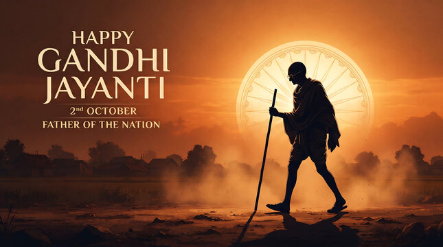 Mahatma Gandhi Jayanti Celebration Poster for Indian National Holiday.
