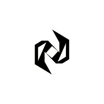 Minimalist black geometric logo featuring sharp angular lines and symmetric interlocking shapes on a white background, representing modern branding and technology identity design.