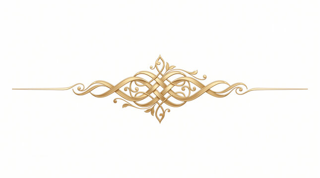 Elegant Golden Ornamental Divider on White Background