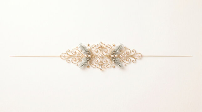 Elegant Gold Ornamental Divider with Pearls and Fir Branches