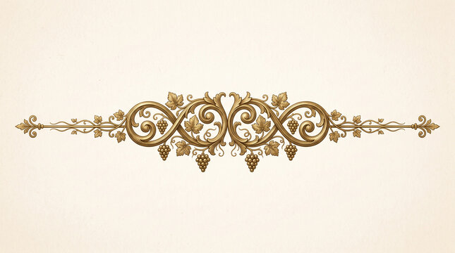 Ornate Vintage Decorative Border with Grapevine Motif