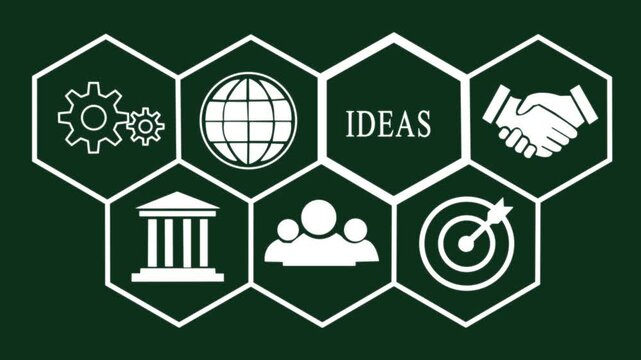 Businessman pressing a Business ideas News concept.on green background.HD video Animation ..