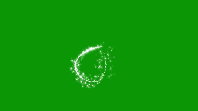 Glowing sparkle stars line animation, fairy dust shimmer line,  glowing light effect, sparkling stars shine animation, curved stars motion, star sparkle vector doodles on green screen. 4k video