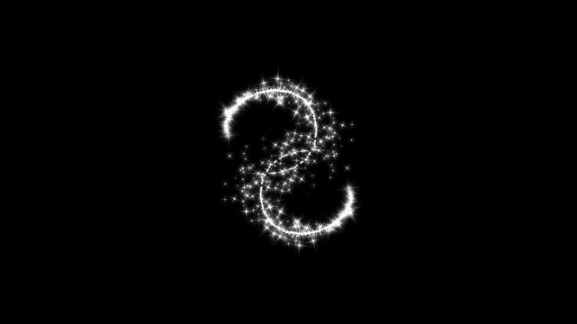 Luxury white glitter sparkle animation, glitter line stars, doodle cartoon twinkling stars with glitter burst effect, magical sparkle dust, shining sparkle motion on transparent on black screen. 4k