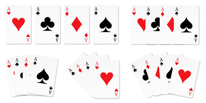 Ace card suit set isolated, aces playing cards, playing cards symbols, card suit icon sign