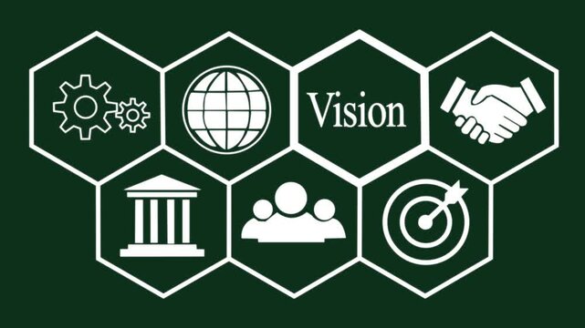 Businessman pressing a Vision Network concept.on green background.HD video Animation