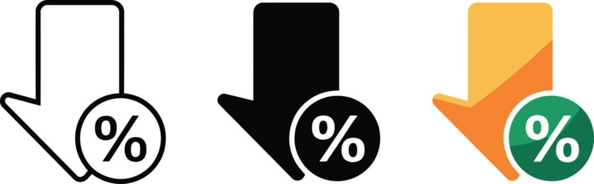 Discount arrow with percentage symbol vector illustration