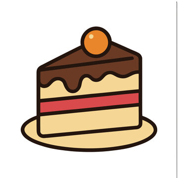 Slice of cake with chocolate frosting and orange topping