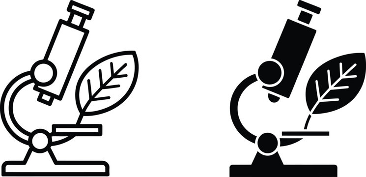 Scientific microscope and leaf icon vector illustration