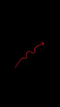 Creative Graph hand drawn arrow chart growing up. Exponential growth and Business profit increase-on Black Background. arrow navigation arrow pointer on transparent background.
