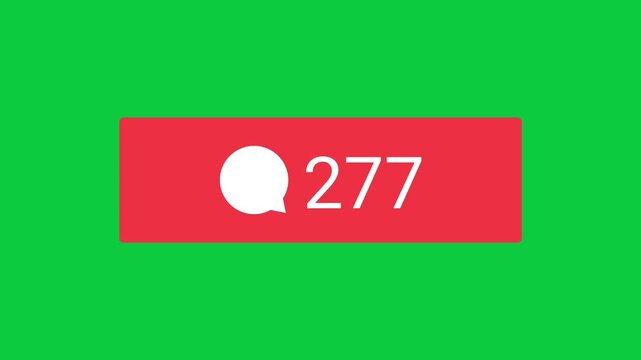 Red Social Media Comment Counter Animation on Green Screen Background Loop