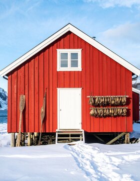 Traditional Red And White Striped Costa Nova House