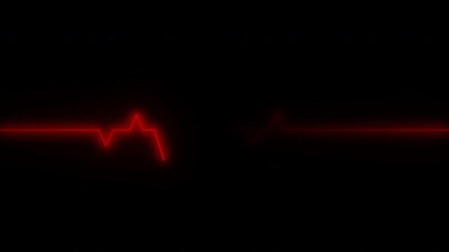 Cardiograph recording pulse featuring heartbeat flatline on black background. 4k animation