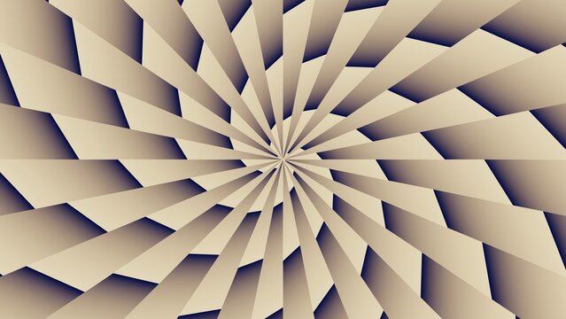 Abstract geometric radial sunburst background with repeating spinning ray pattern in vintage beige and dark blue tones