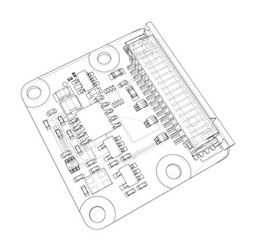 circuit board wireframe illustration. Vector