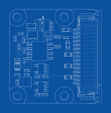 circuit board blueprint illustration. Vector