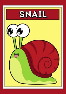 Cute Cartoon Snail Garden Creature Educational Flashcard