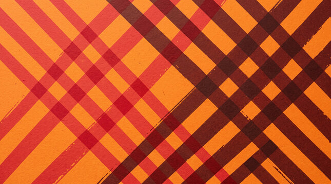 Diagonal plaid pattern in orange, red, and brown tones, evoking a rustic, cozy feel perfect for autumn or craft themes