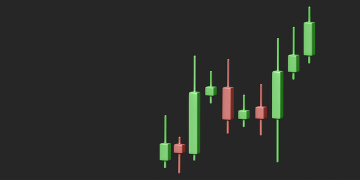 Stock Market Candlestick Chart Showing Upward Growth Trend And Financial Trading Data On A Dark Background